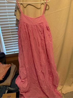 Free People Pink Maxi Dress with Spaghetti Straps